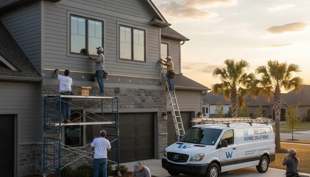 Vinyl siding installation on home exterior in Greenville NC by local siding contractors